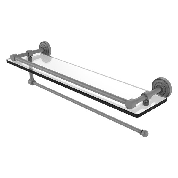 Allied Brass Dottingham Matte Grey Wall Mount 1-Tier Gallery Glass Shelf with Paper Towel Holder