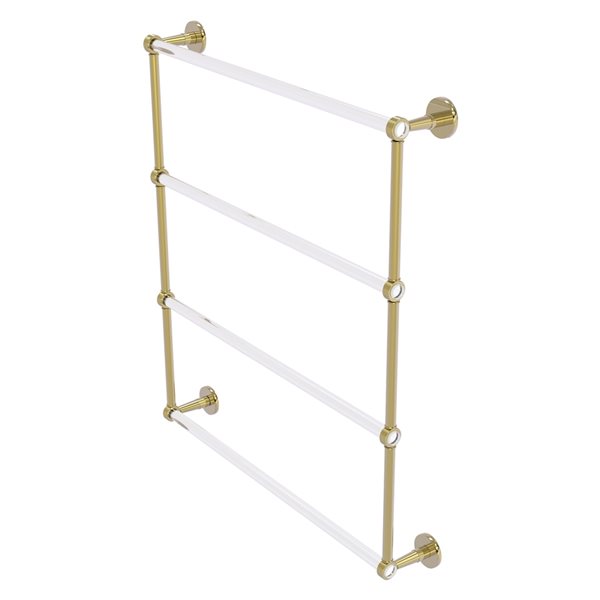 Allied Brass Clearview 30-in Wall Mount Unlacquered Brass 4-Tier Towel Bar