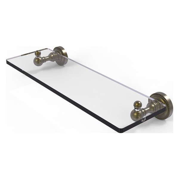 Allied Brass Dottingham Antique Brass 1-Tier Glass Wall Mount Bathroom Shelf