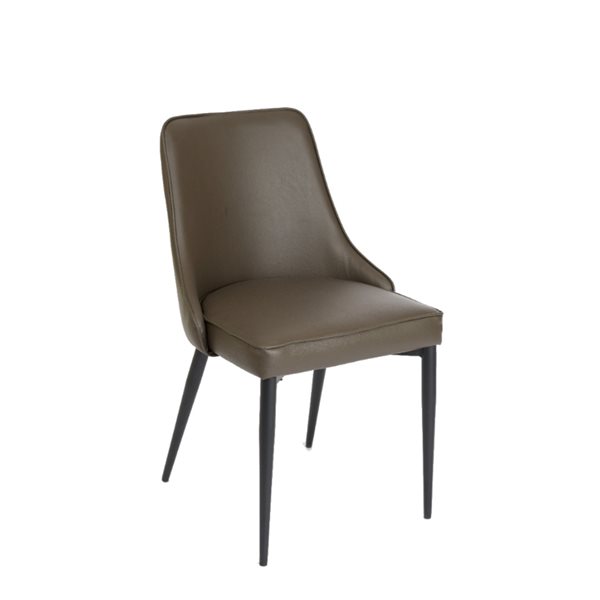 Plata Import Rob Metal Chair with Taupe Leather Upholstery - Set of 2