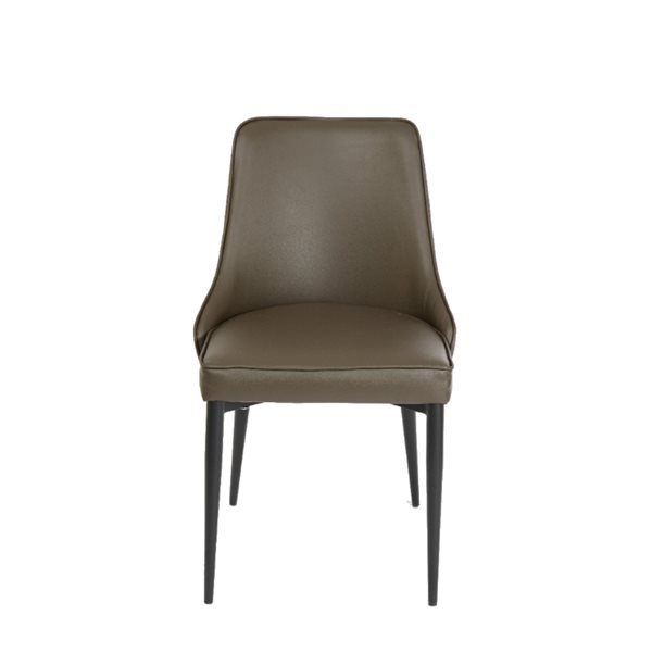 Plata Import Rob Metal Chair with Taupe Leather Upholstery - Set of 2