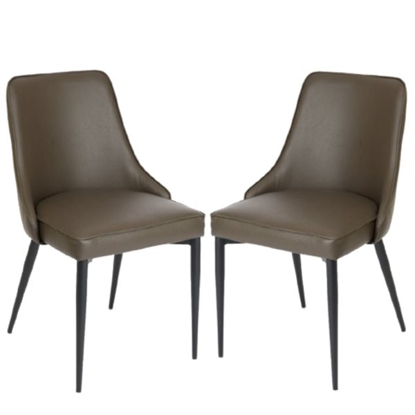 Image of Plata Import | Rob Metal Chair With Taupe Leather Upholstery - Set Of 2 | Rona