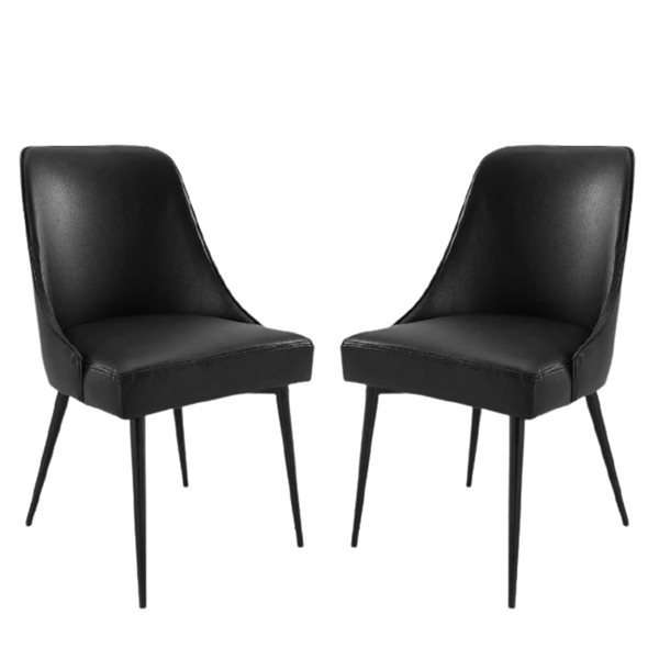 Image of Plata Import | Rob Metal Chair With Black Leather Upholstery - Set Of 2 | Rona