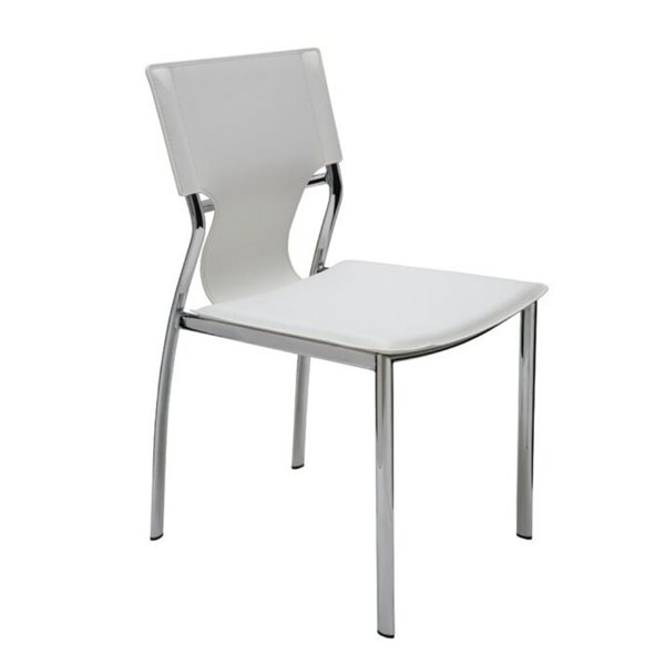 Plata Import Venice Metal Chair with White Leather Upholstery - Set of 4