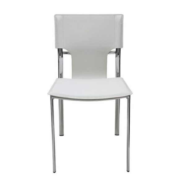 Plata Import Venice Metal Chair with White Leather Upholstery - Set of 4