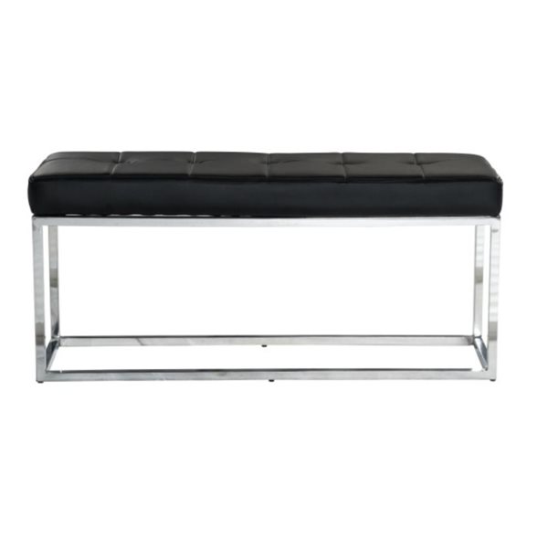 Image of Plata Import | Cisne Black Leather Upholstered Bench With Chrome Frame | Rona
