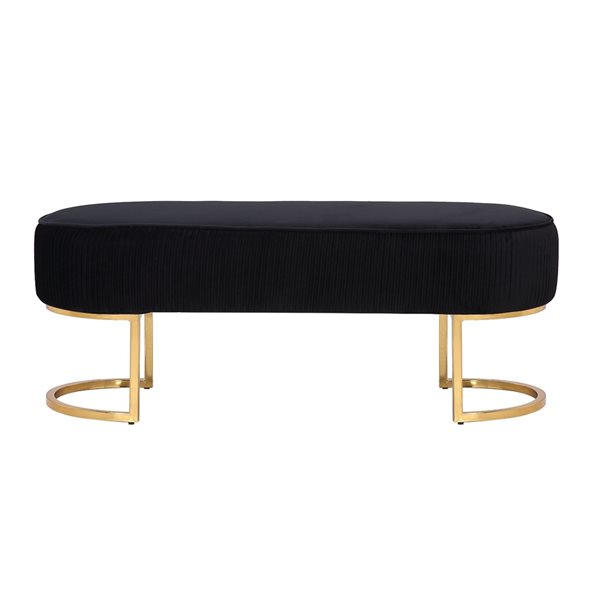 Image of Plata Import | Orchid Black Velvet Upholstered Bench With Gold Metal Frame | Rona