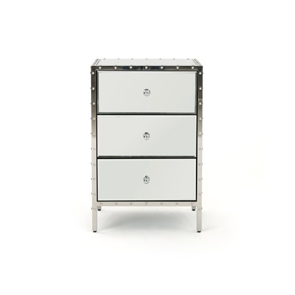 Image of Plata Import | Sicom Mirrored Nightstand, Glam Bedside Table | Rona