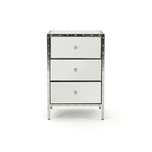 Plata Import Sicom Mirrored Nightstand, Glam Bedside Table
