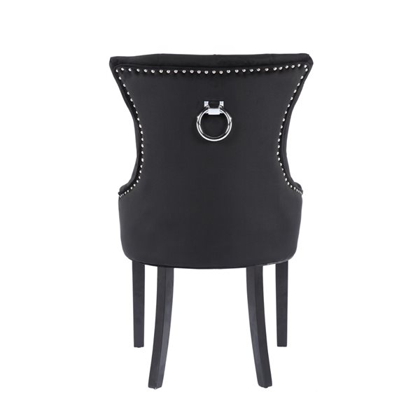 Plata Import Isabella Black Velvet Dining Chair with Wood Legs