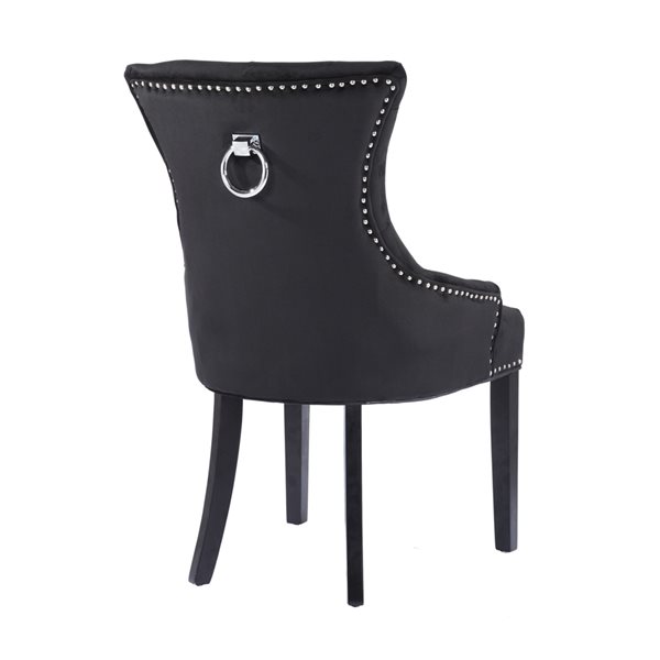 Plata Import Isabella Black Velvet Dining Chair with Wood Legs