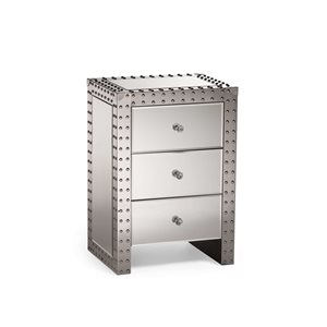 Plata Import Rita Mirrored Nightstand, Glam Bedside Table