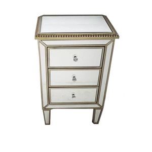 Plata Import Antonia Mirrored Nightstand, Glam Bedside Table