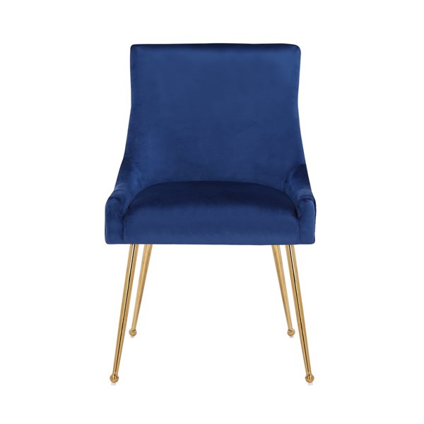 Plata Import Haye Blue Velvet Dining Chair - Gold Legs