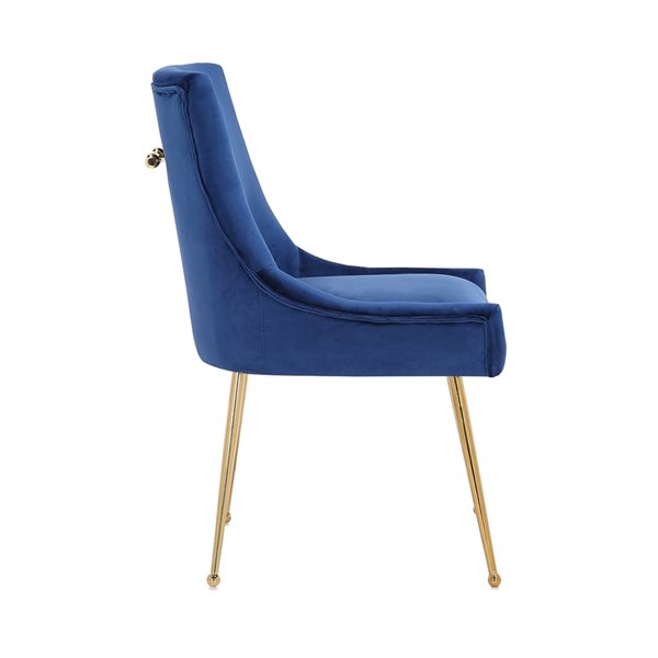 Plata Import Haye Blue Velvet Dining Chair - Gold Legs