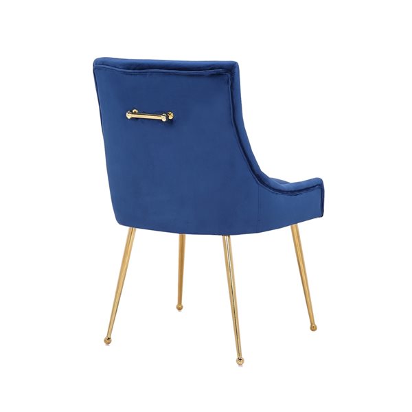 Plata Import Haye Blue Velvet Dining Chair - Gold Legs