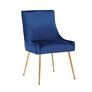 Plata Import Haye Blue Velvet Dining Chair - Gold Legs