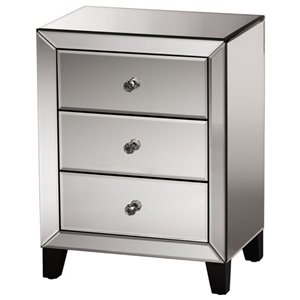 Plata Import Kay II Mirrored Nightstand, Glam Bedside Table