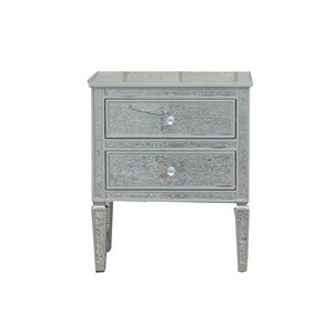 Plata Import Jassi Mirrored Nightstand, Glam Bedside Table