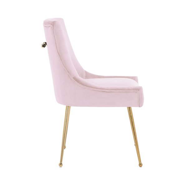Plata Import Haye Pink Velvet Dining Chair Gold Legs Set of 2 RONA