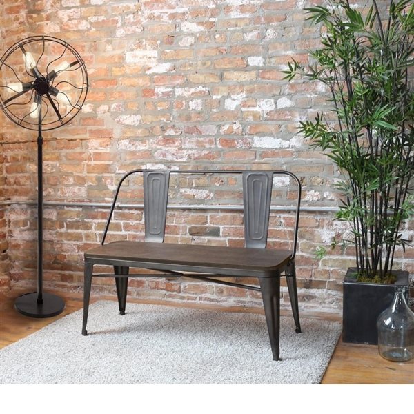Plata Import Tolix Metal Bench With Wood Seat