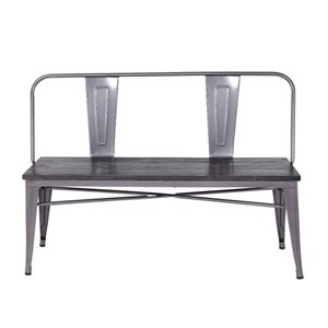 Plata Import Tolix Metal Bench With Wood Seat