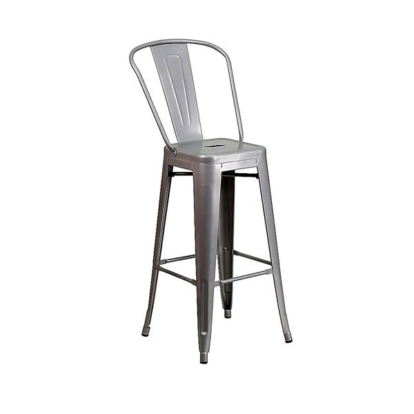 Plata Import Tolix High Back Barstool in Gunmetal (Set of 2)