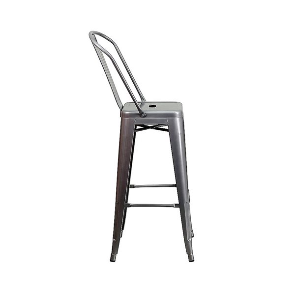 Plata Import Tolix High Back Barstool in Gunmetal (Set of 2)