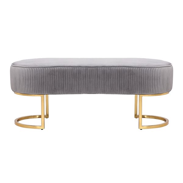 Image of Plata Import | Orchid Grey Velvet Upholstered Bench With Gold Metal Frame | Rona