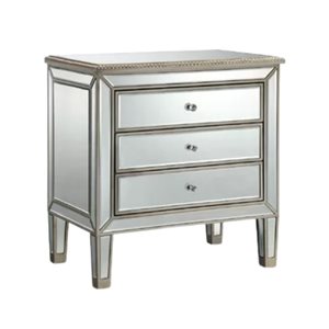 Plata Import Zaria Mirrored Nightstand,  Glam Bedside Table