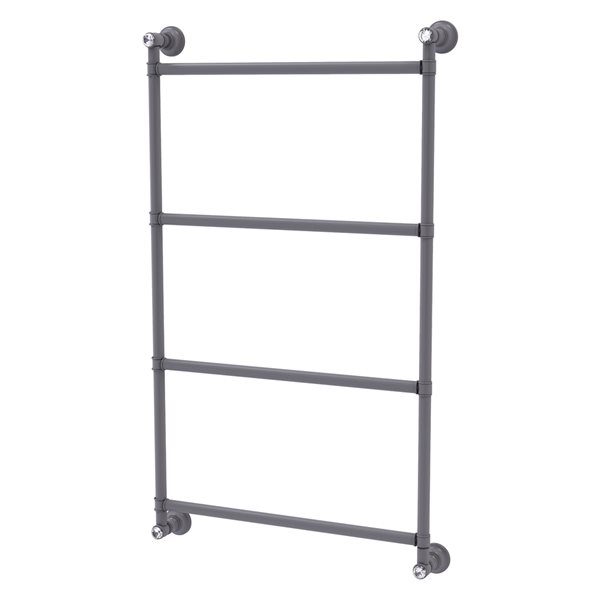 Allied Brass Carolina Crystal 36-in Matte Grey 4-Tier Wall Mount Towel Bar
