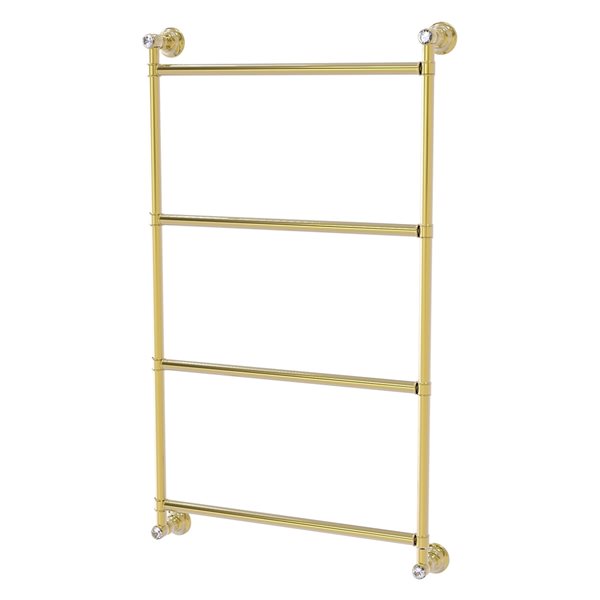 Allied Brass Carolina Crystal 24-in Unlacquered Brass 4-Tier Wall Mount Towel Bar