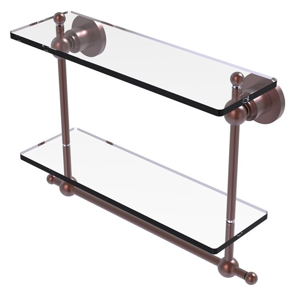 Allied Brass Astor Place Antique Copper Finish 2-Tier Glass Wall Mount Bathroom Shelf