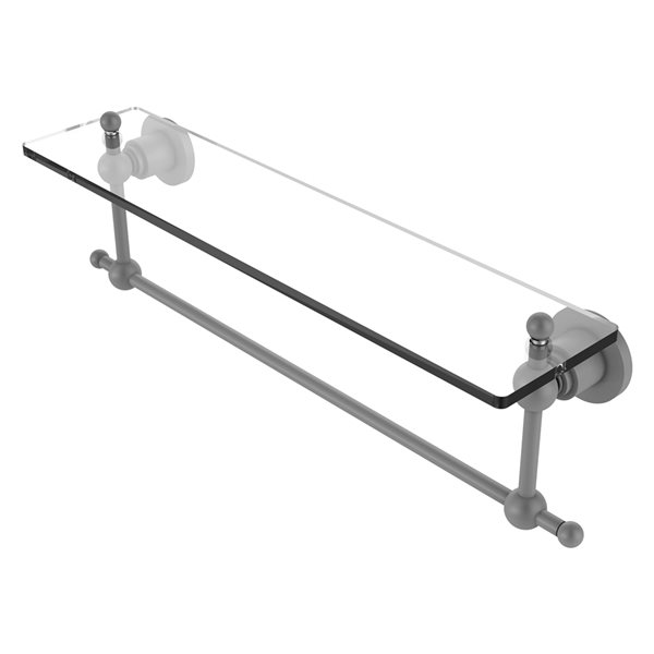 Allied Brass Astor Place Matte Grey Finish 1-Tier Glass Wall Mount Bathroom Shelf