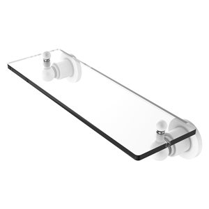 Allied Brass Astor Place 1-Tier Glass Wall Mount Bathroom Shelf with Matte White Finish