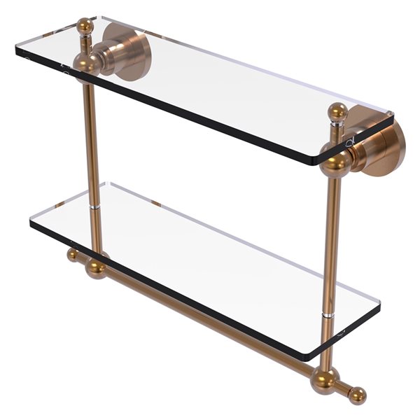 Allied Brass Astor Place 2-Tier Glass Wall Mount Bathroom Shelf with Brushed Bronze Finish