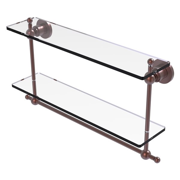 Allied Brass Astor Place 2-Tier Glass Wall Mount Bathroom Shelf in Antique Copper