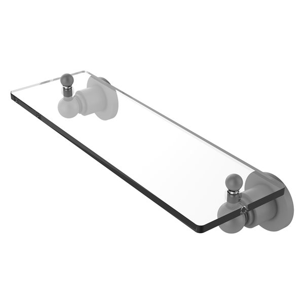 Allied Brass Astor Place 1-Tier Glass Wall Mount Bathroom Shelf with Matte Grey Finish