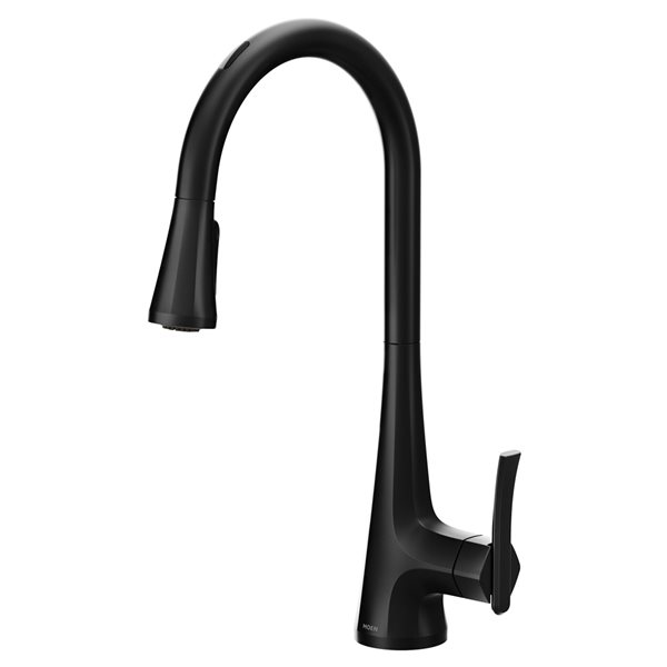 MOEN Sinema Matte Black 1-Handle Deck Mount Pull-Down Handle/Lever Kitchen Faucet