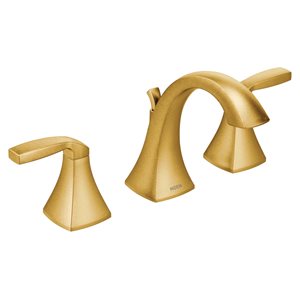 MOEN Voss Brushed Gold 2-Handle Widespread WaterSense Labelled Bathroom Sink Faucet Drain Included