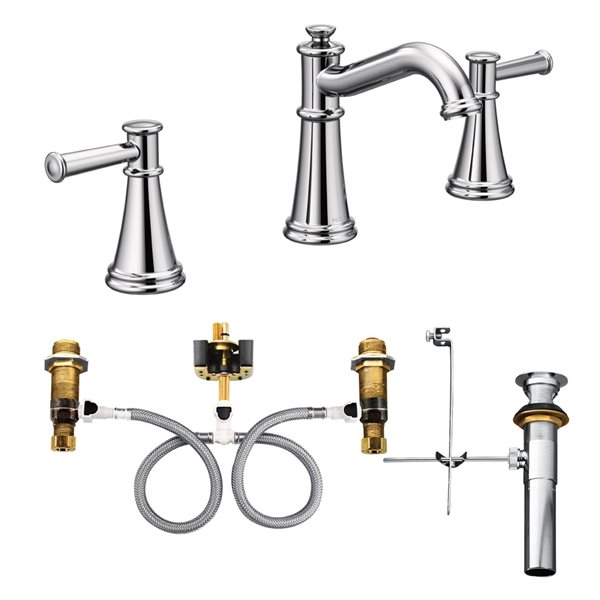 MOEN Belfield Chrome 2-Handle Widespread Bathroom Sink Faucet with Drain Included