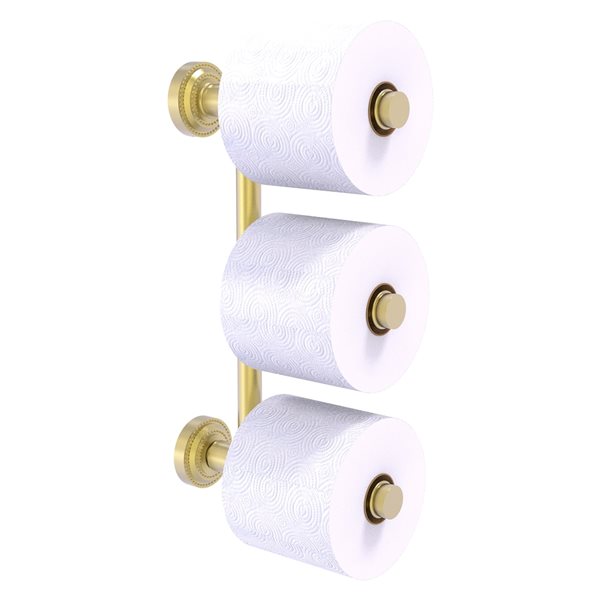 Allied Brass Dottingham Satin Brass Wall Mount Double Post 3-Roll Toilet Paper Holder