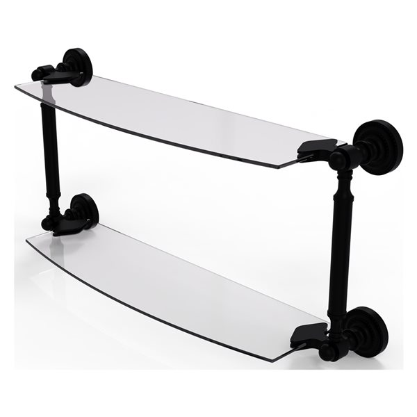 Allied Brass Dottingham Matte Black 24-in 2-Tier Glass Wall Mount Bathroom Shelf