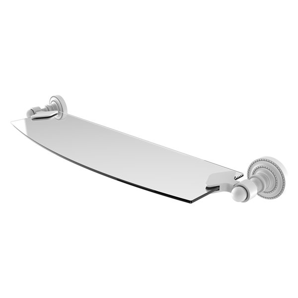 Allied Brass Dottingham Matte White 18-in Glass Wall Mount Bathroom Shelf