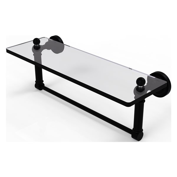 Allied Brass Dottingham 16-in Matte Black Glass Wall Mount Bathroom Shelf