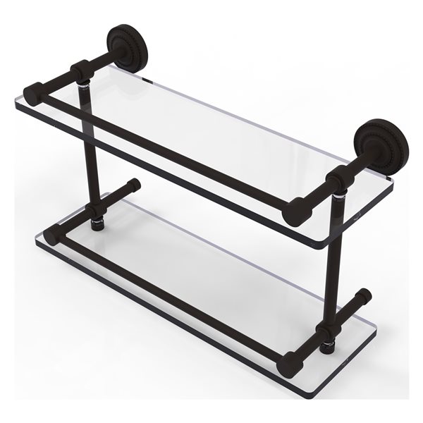 Allied Brass Dottingham Oil-Rubbed Bronze 16-in 2-Tier Glass Wall Mount Bathroom Shelf