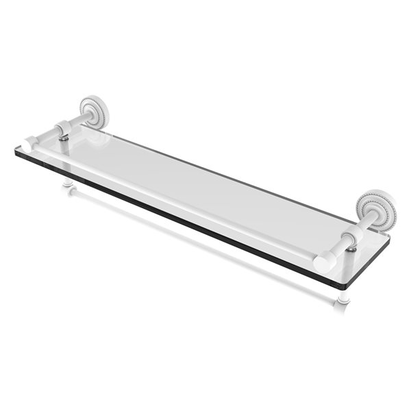 Allied Brass Dottingham Matte White 22-in Glass Wall Mount Bathroom Shelf