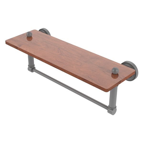 Allied Brass Dottingham Matte Grey 16-in Wood Wall Mount Bathroom Shelf