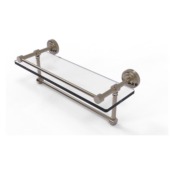 Allied Brass Dottingham Antique Pewter 16-in Glass Wall Mount Bathroom Shelf