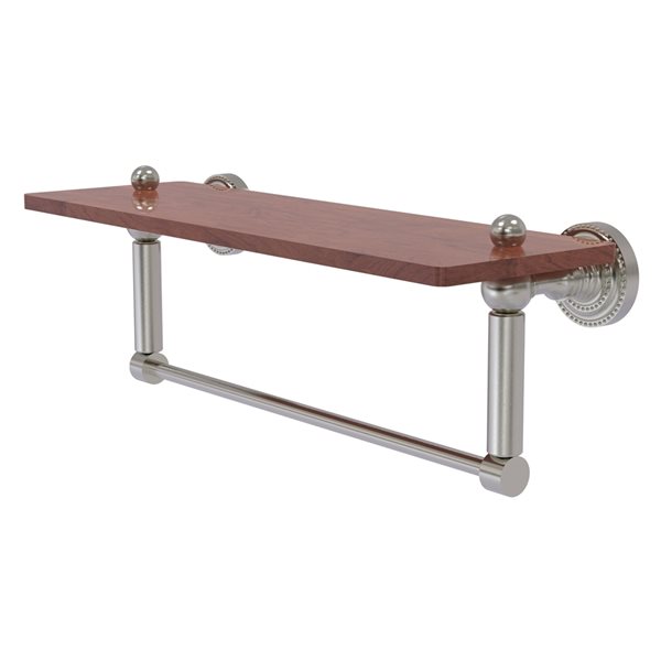 Allied Brass Dottingham Satin Nickel 16-in Wood Wall Mount Bathroom Shelf